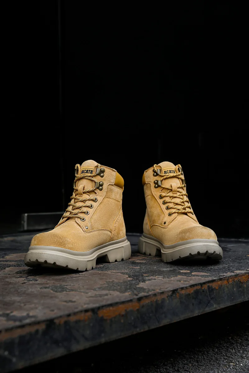 Rugged work boots shown as illustrative safety footwear category photography